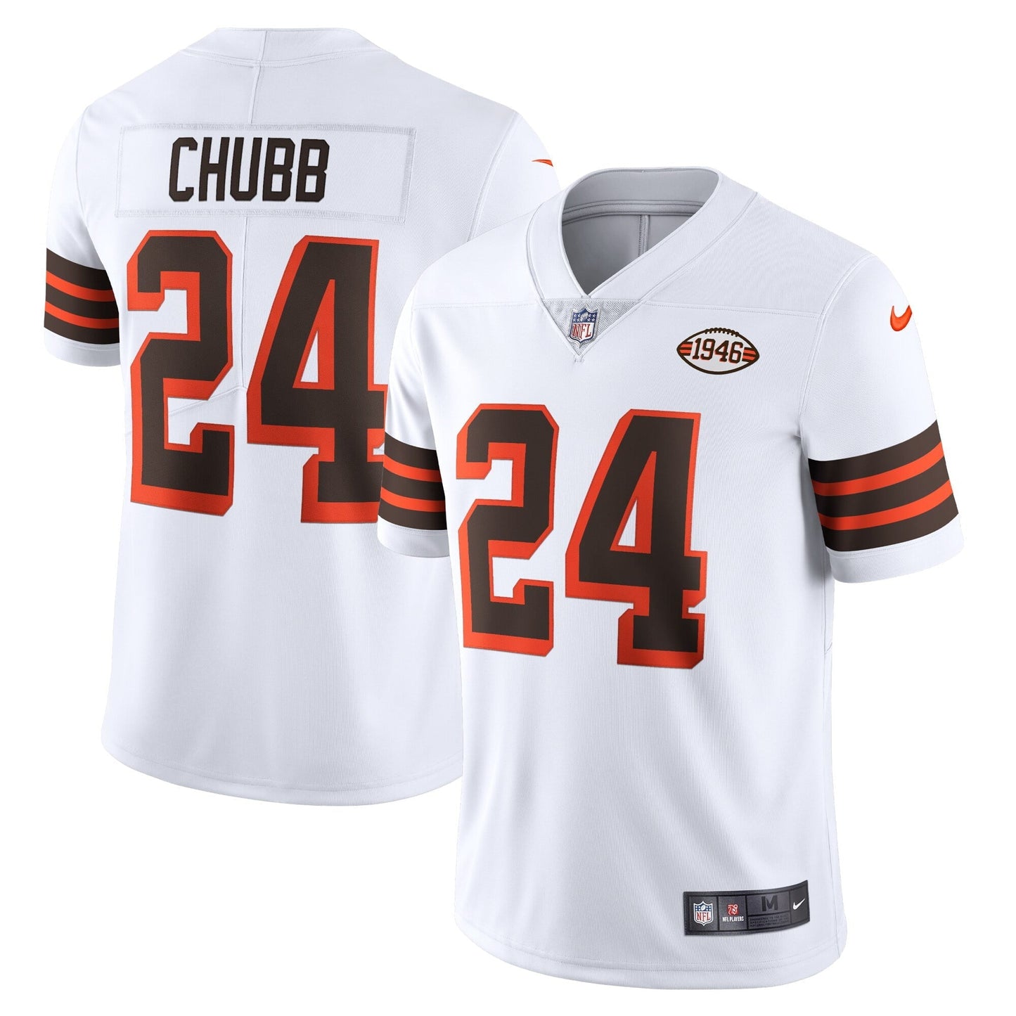 Men's Nike Nick Chubb White Cleveland Browns 1946 Collection Alternate Vapor Limited Jersey