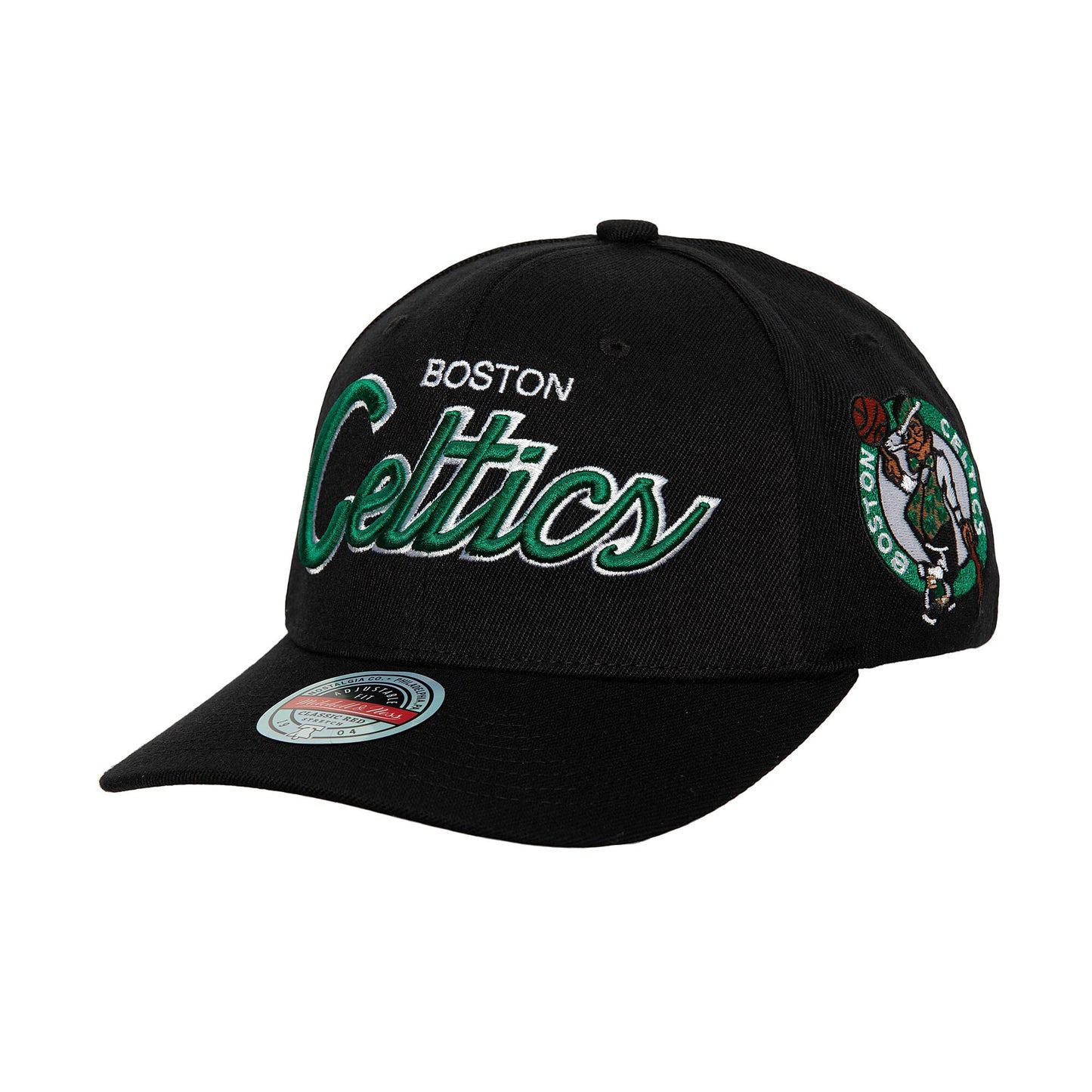 Boston Celtics Mitchell & Ness MVP Team Script 2.0 Stretch-Snapback Hat - Black