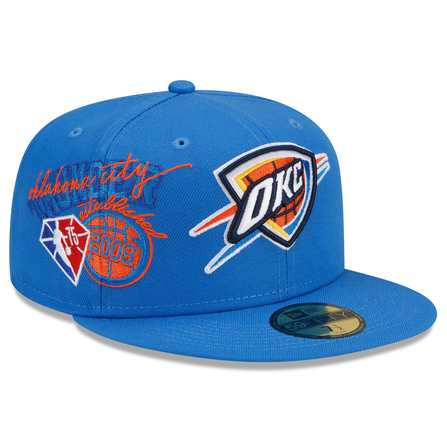 Oklahoma City Thunder New Era Back Half 59FIFTY Fitted Hat - Blue