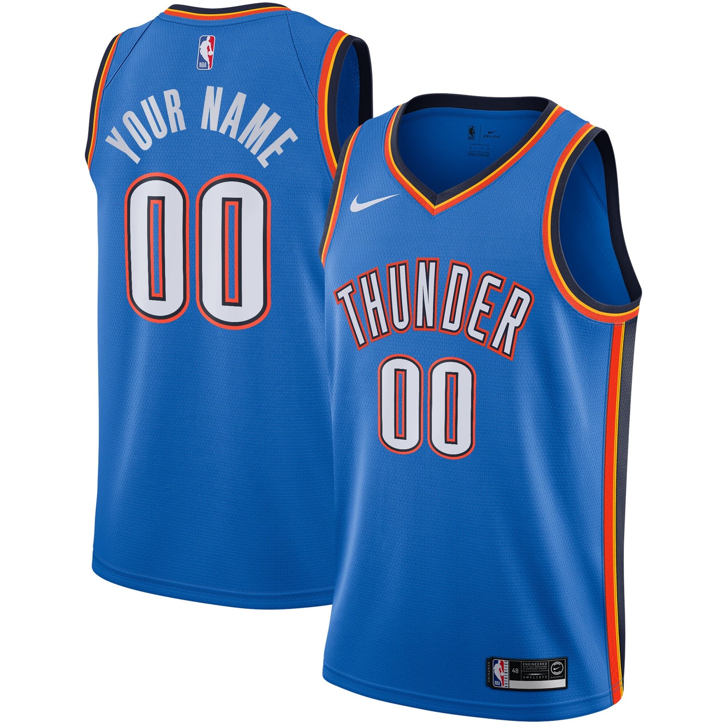 Oklahoma City Thunder Nike Custom Swingman Jersey - Icon Edition - Blue