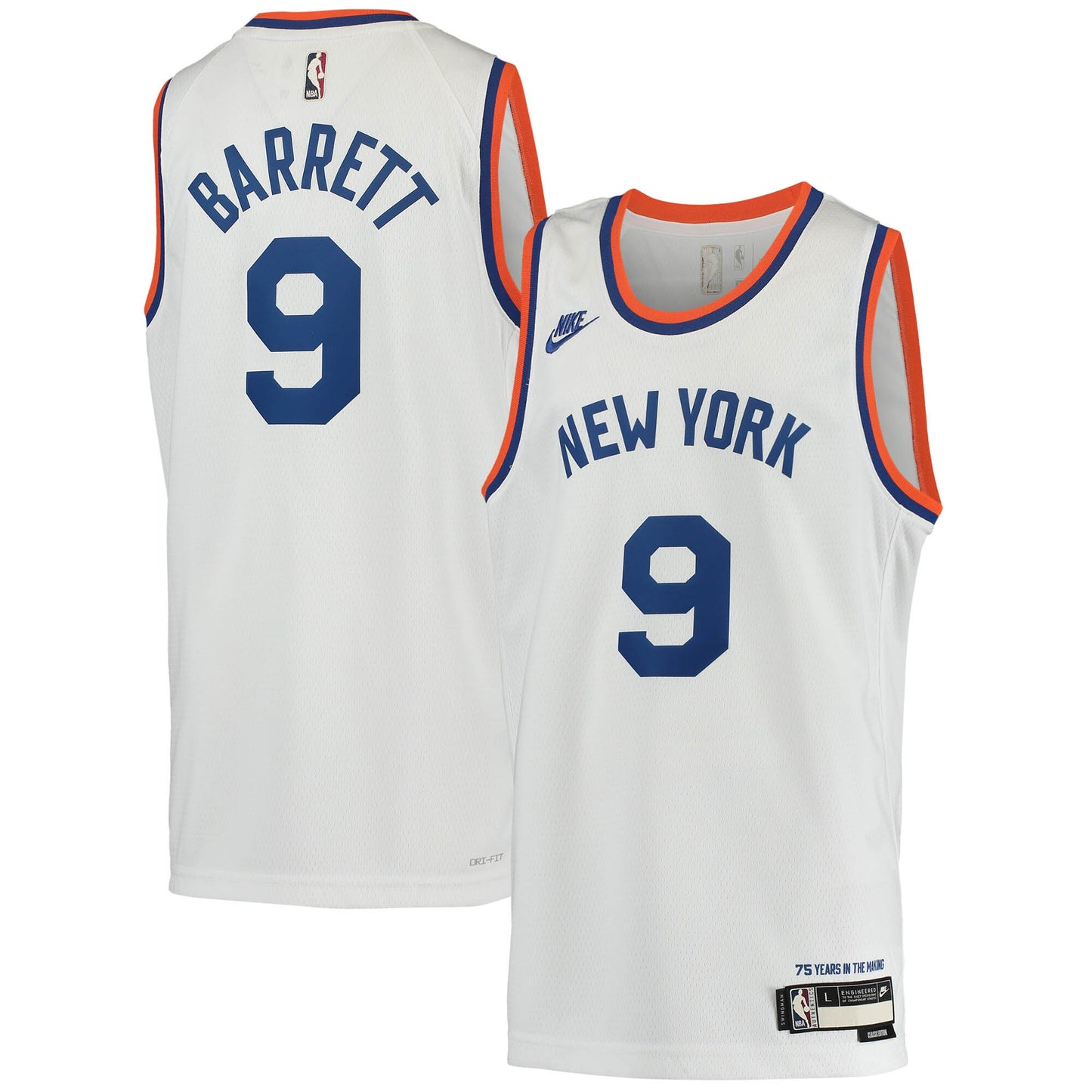 RJ Barrett New York Knicks Nike Youth 2021/22 Swingman Player Jersey - Classic Edition - White