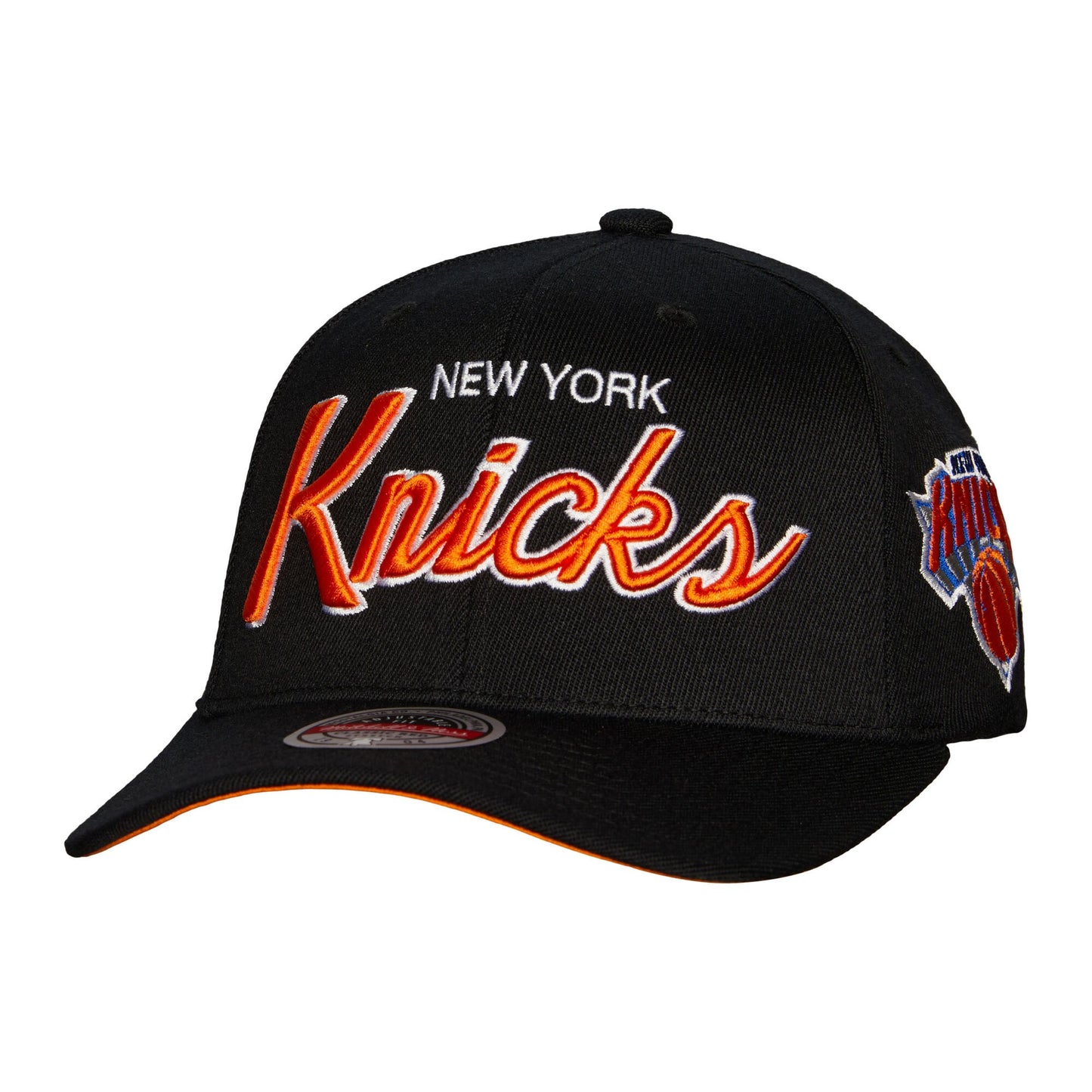 New York Knicks Mitchell & Ness MVP Team Script 2.0 Stretch-Snapback Hat - Black