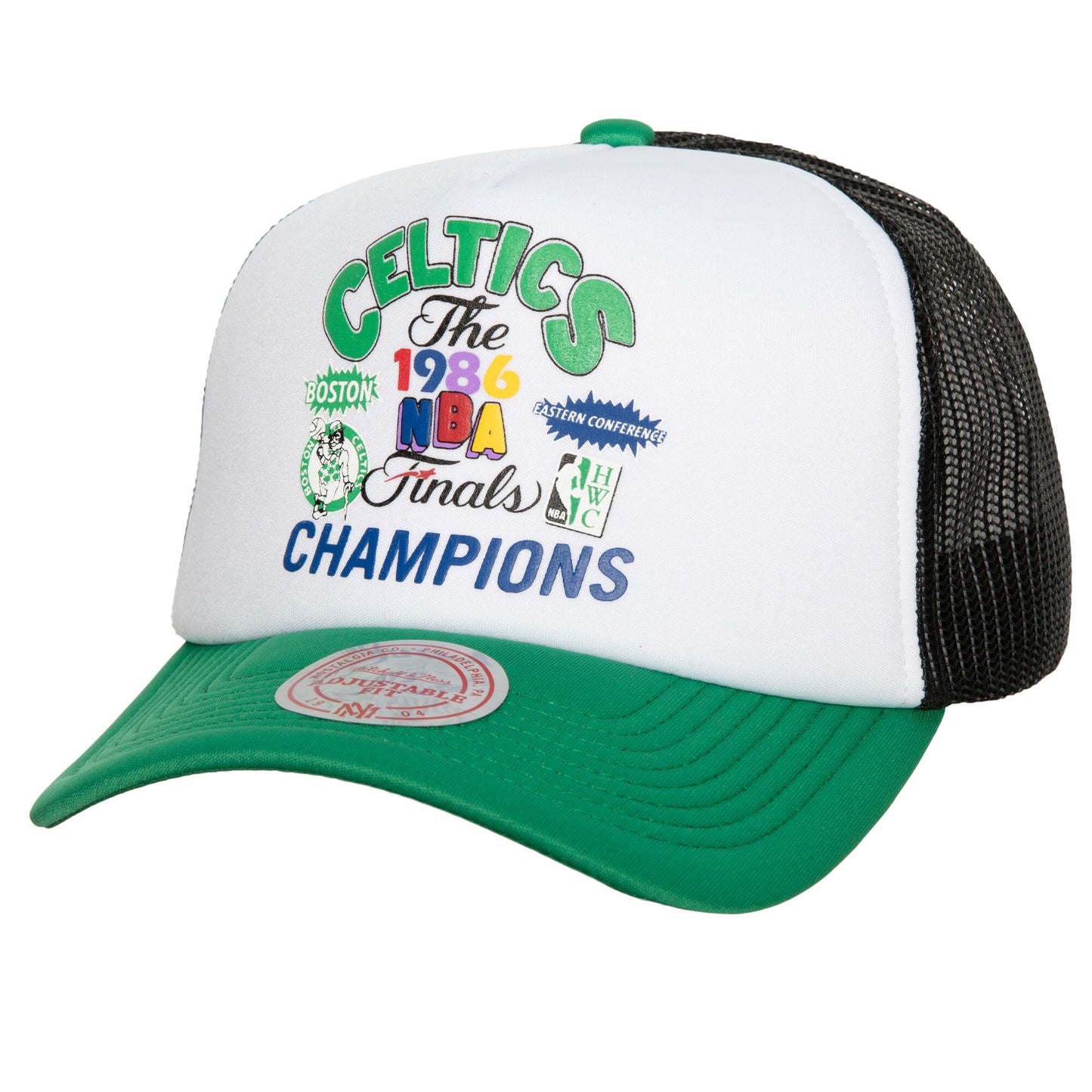 Boston Celtics Mitchell & Ness Hardwood Classics SOUL Champs Fest Trucker Adjustable Hat - White