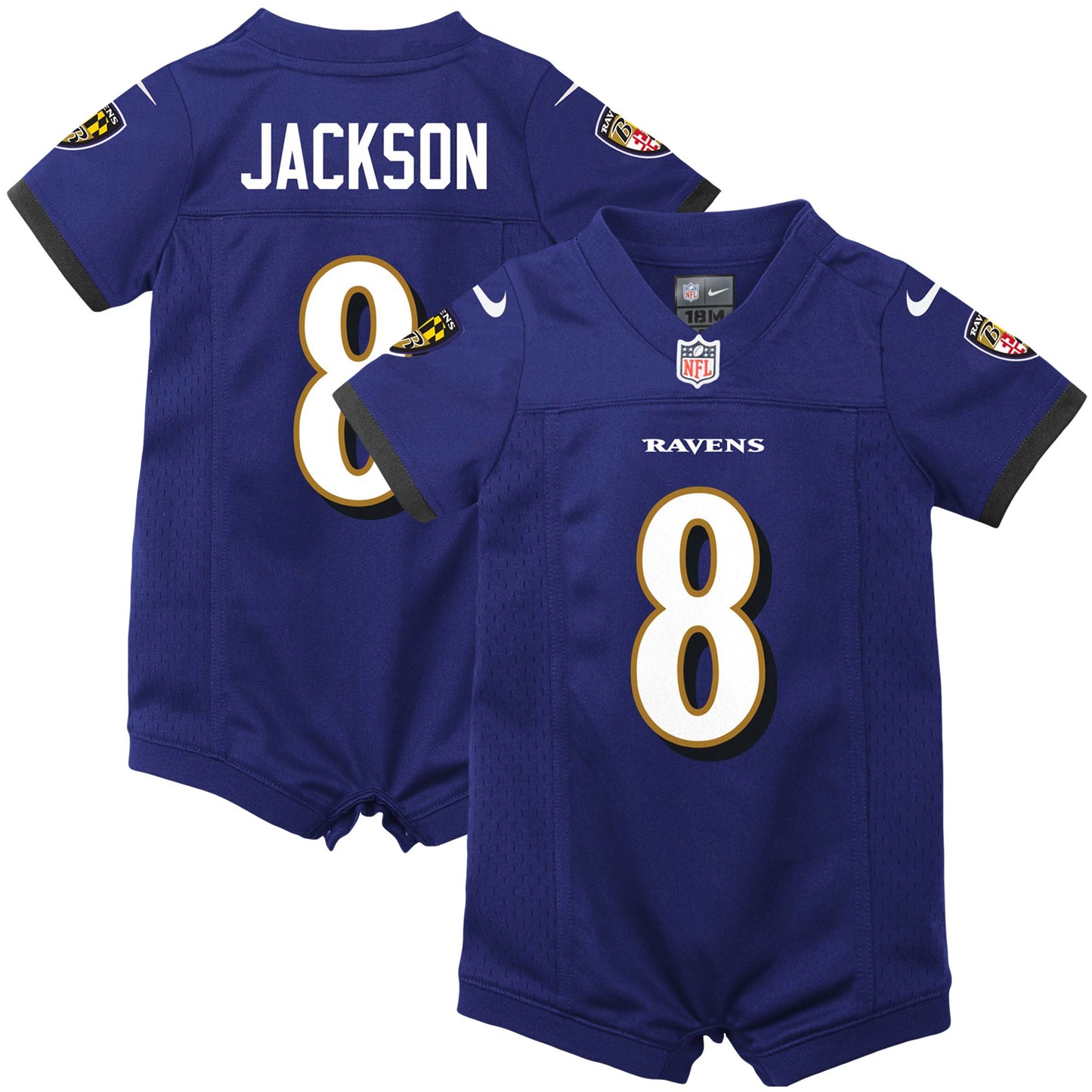 Lamar Jackson Baltimore Ravens Nike Newborn & Infant Romper Jersey - Purple