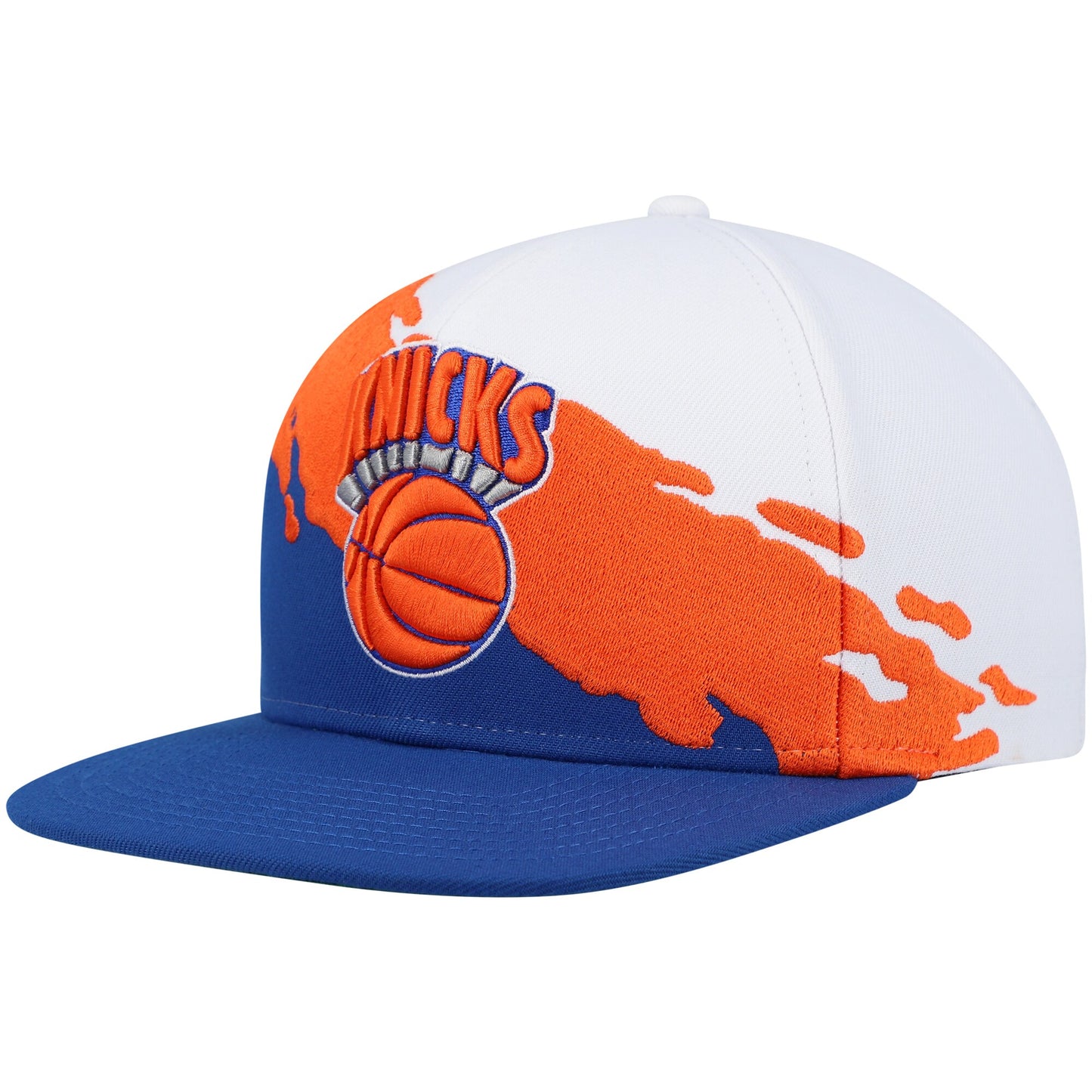 New York Knicks Mitchell & Ness Hardwood Classics Paintbrush Snapback Hat - White/Blue