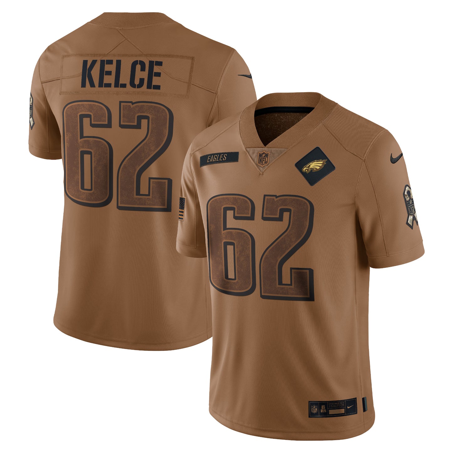 Jason Kelce Philadelphia Eagles Nike 2023 Salute To Service Limited Jersey - Brown