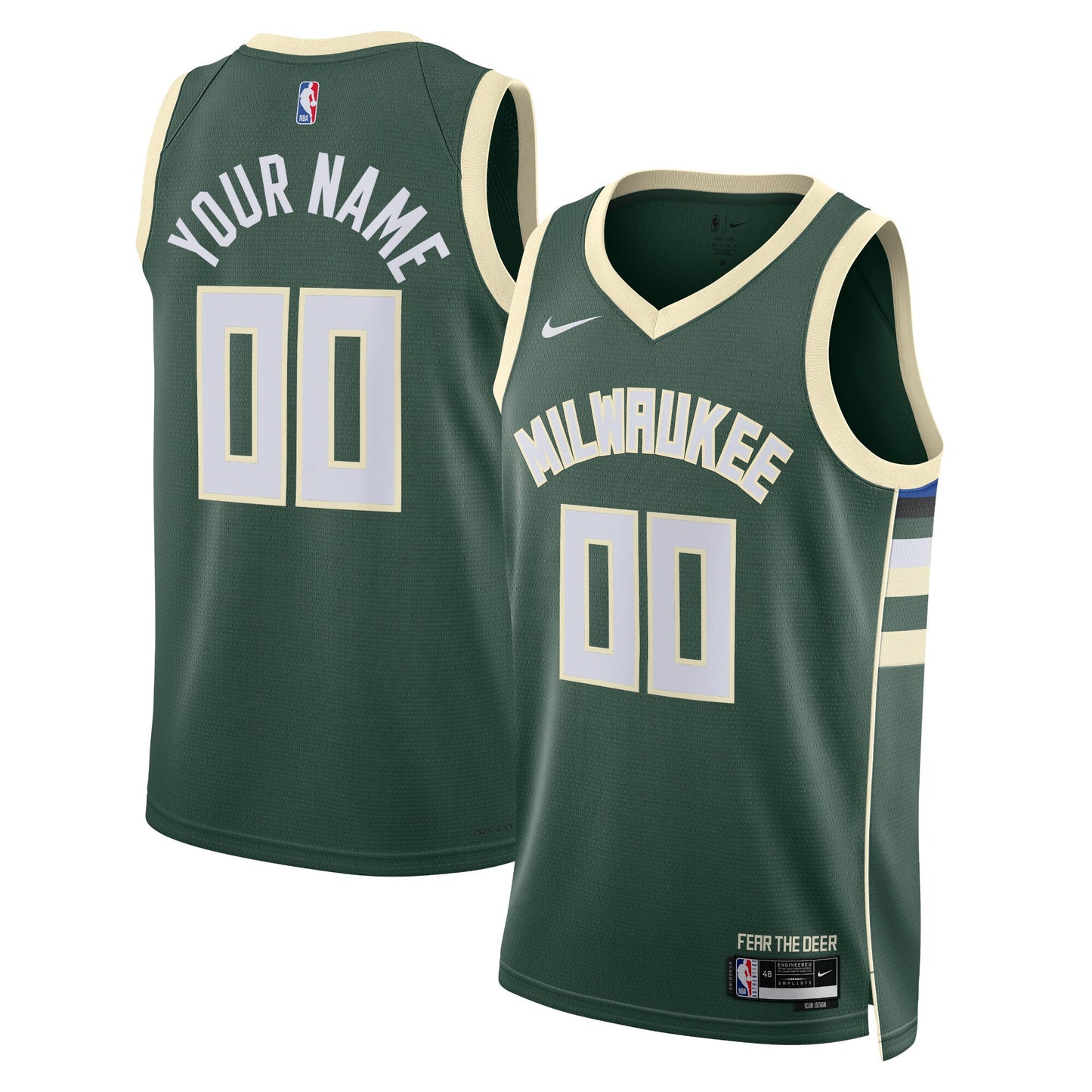 Milwaukee Bucks Nike Unisex Swingman Custom Jersey Hunter Green - Icon Edition