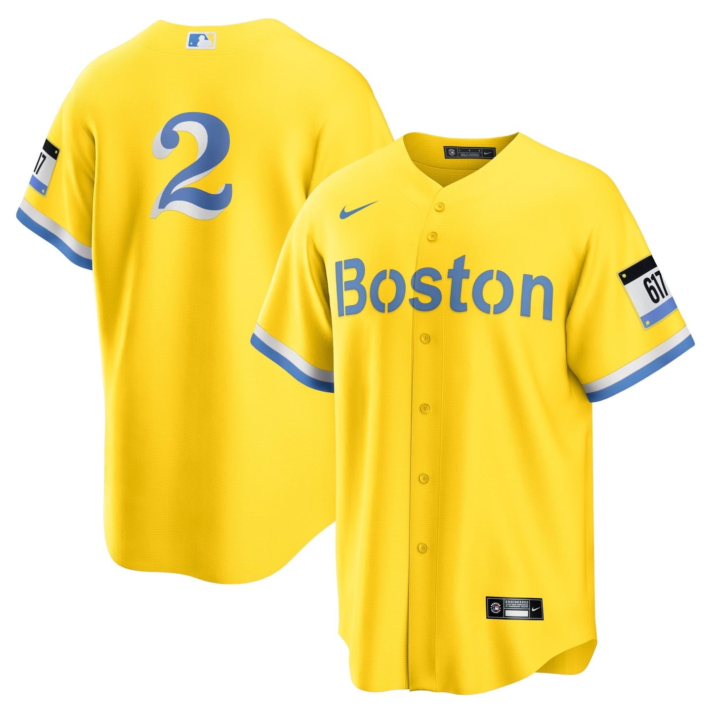 Men's Nike Xander Bogaerts Gold/Light Blue Boston Red Sox City Connect Replica Player Jersey
