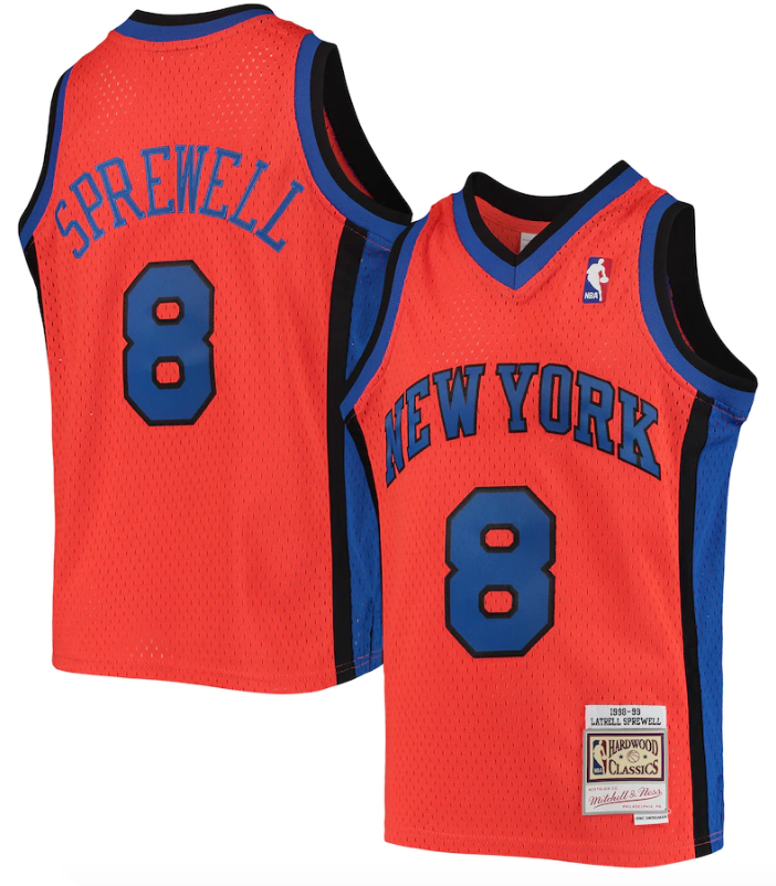 Men's Latrell Sprewell New York Knicks Mitchell & Ness 1998-99 Hardwood Classics Reload Jersey ? Orange