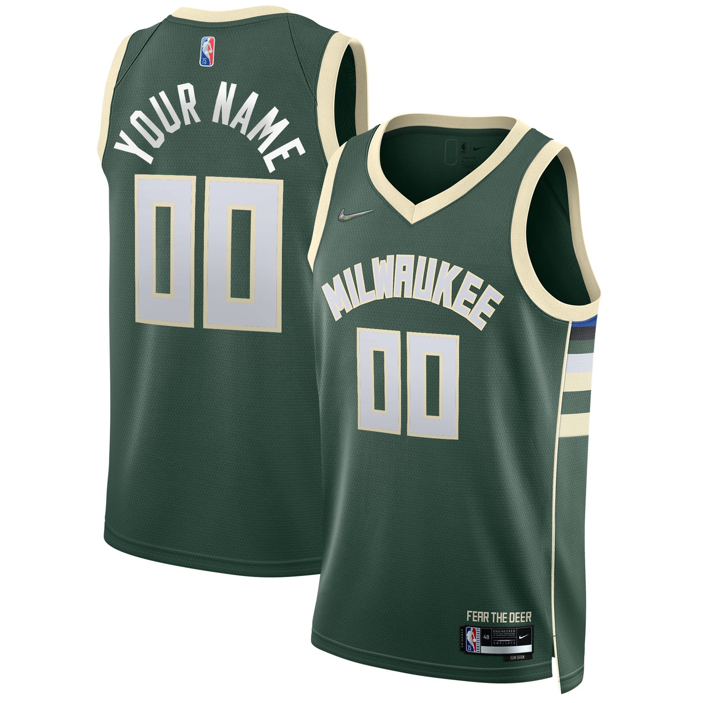 Milwaukee Bucks Nike 2021/22 Diamond Swingman Custom Jersey - Icon Edition - Hunter Green