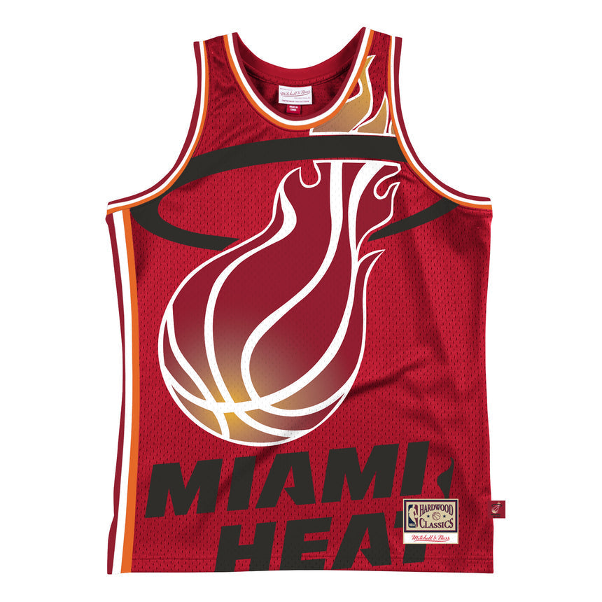 Men's Miami Heat Mitchell & Ness Red Hardwood Classics Blown Out Fashion Jersey