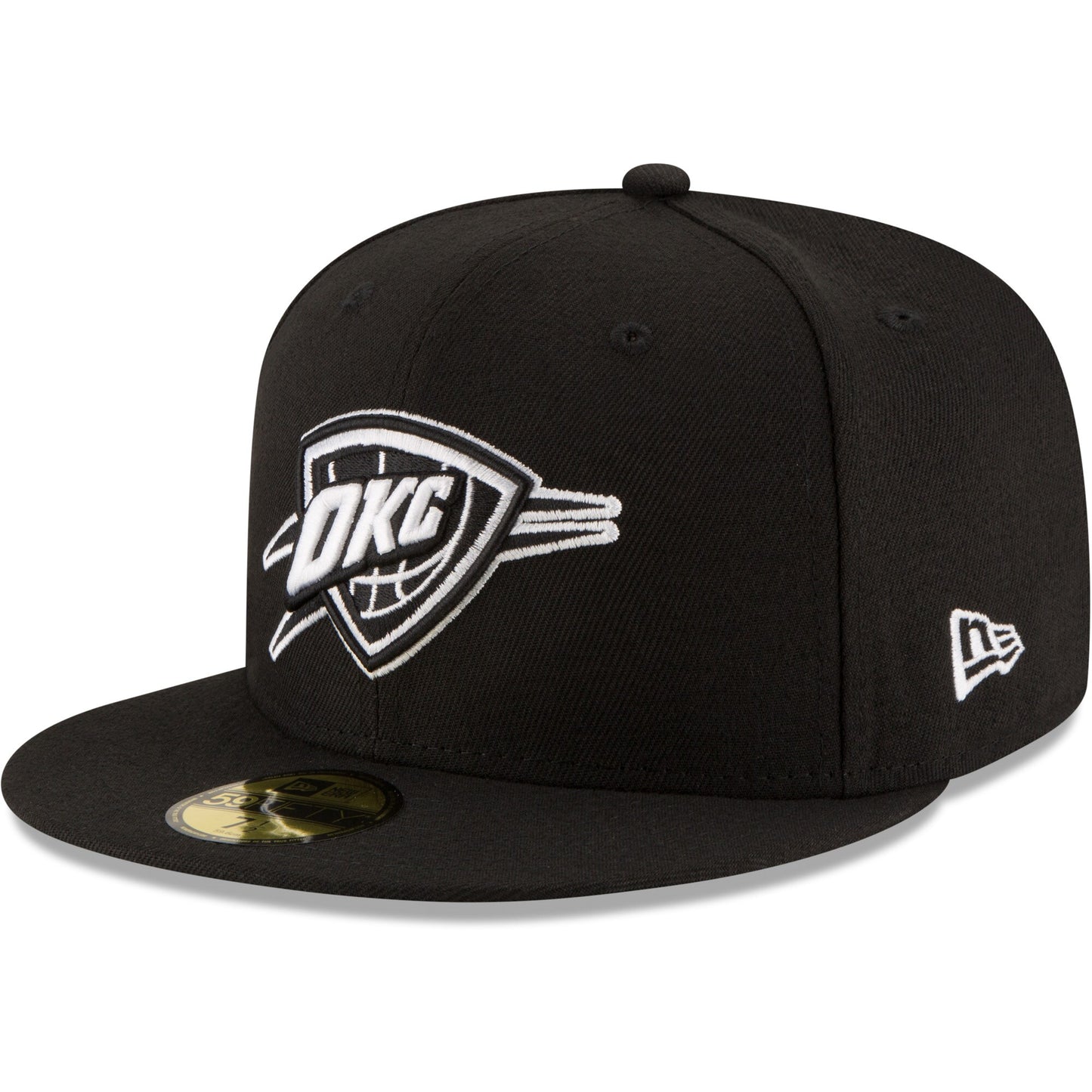 Oklahoma City Thunder New Era Black & White Logo 59FIFTY Fitted Hat - Black