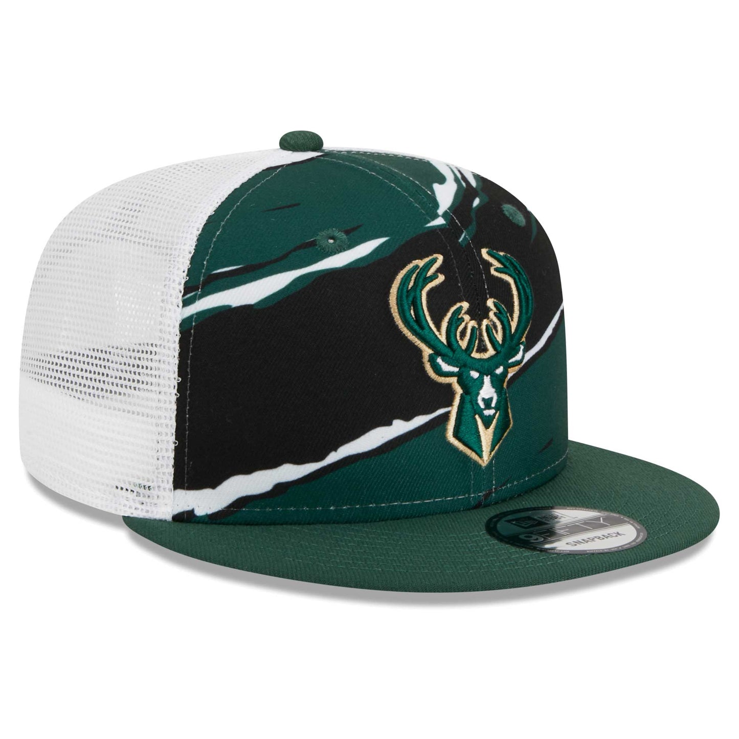 Milwaukee Bucks New Era Tear Trucker 9FIFTY Adjustable Hat - Hunter Green/White