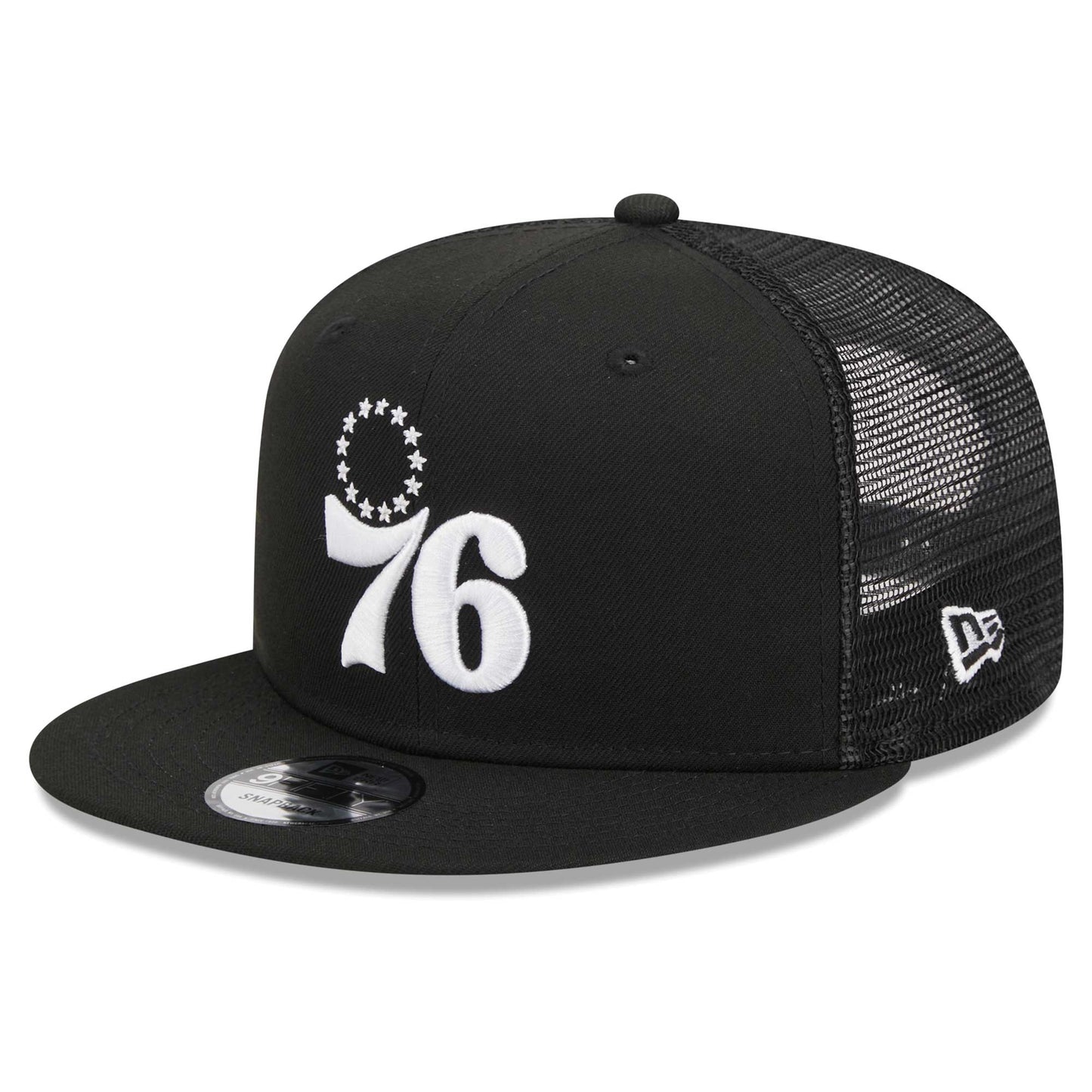 Philadelphia 76ers New Era Evergreen 9FIFTY Trucker Snapback Hat - Black