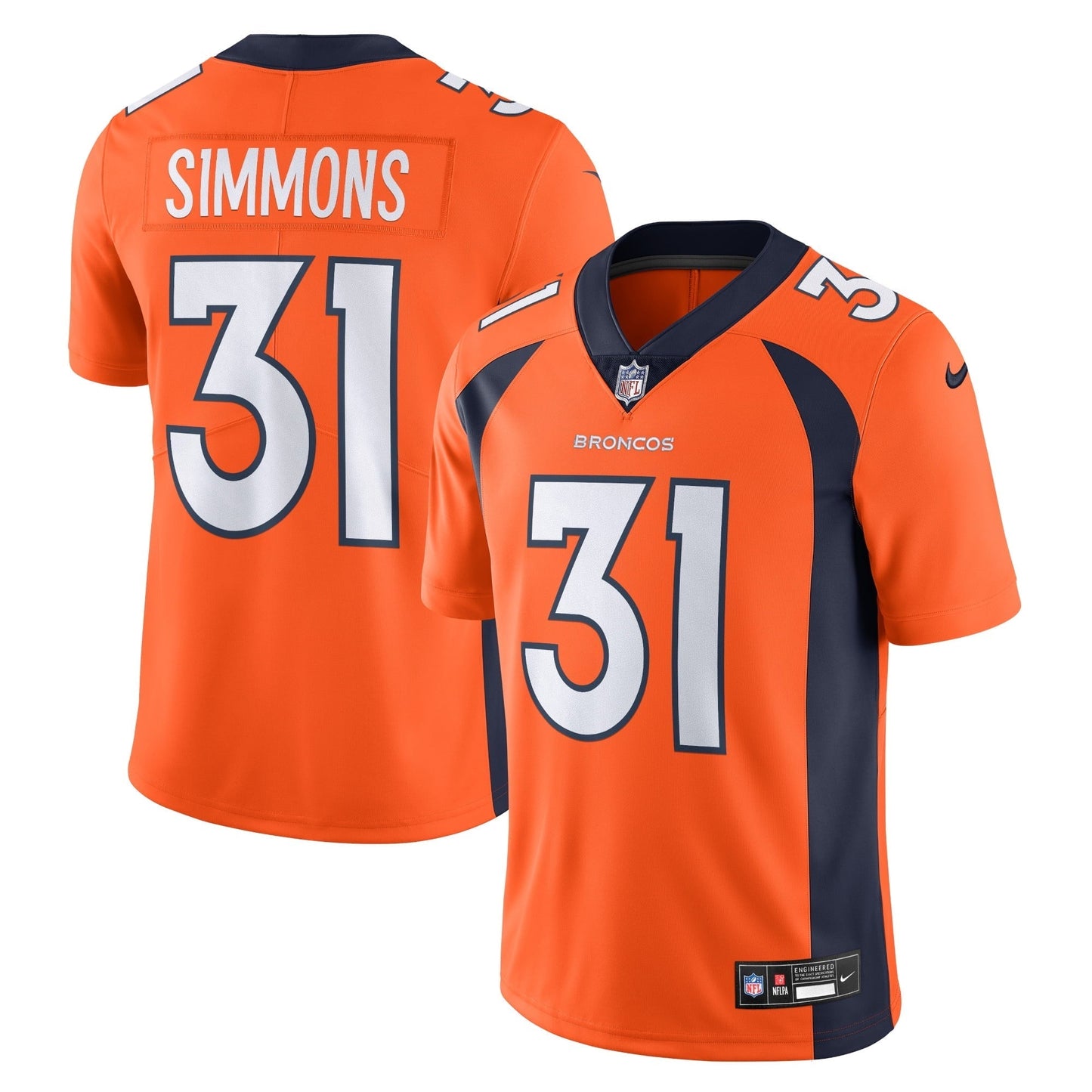 Men's Nike Justin Simmons Orange Denver Broncos Vapor Untouchable Limited Jersey