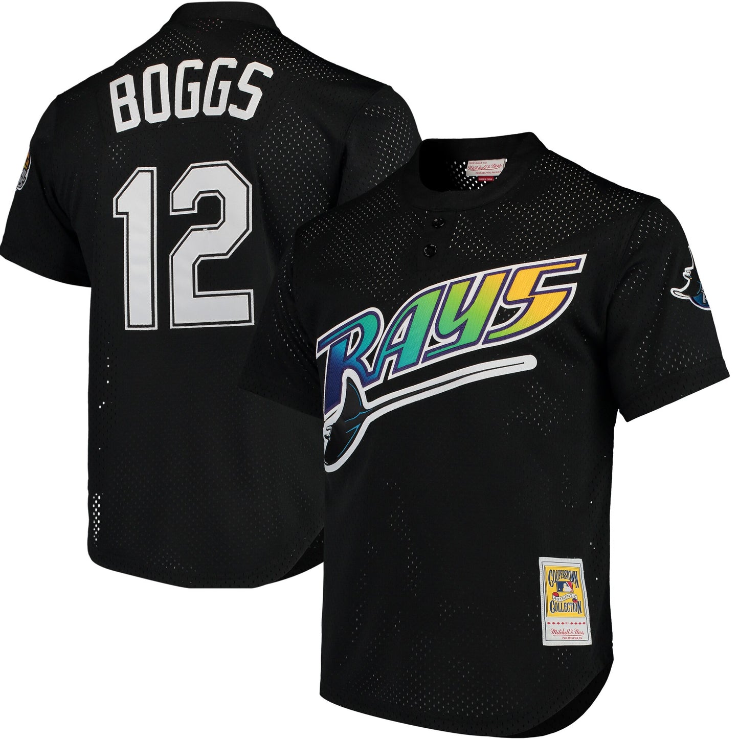 Wade Boggs Tampa Bay Rays Mitchell & Ness Cooperstown Collection 1991 Mesh Batting Practice Jersey - Black