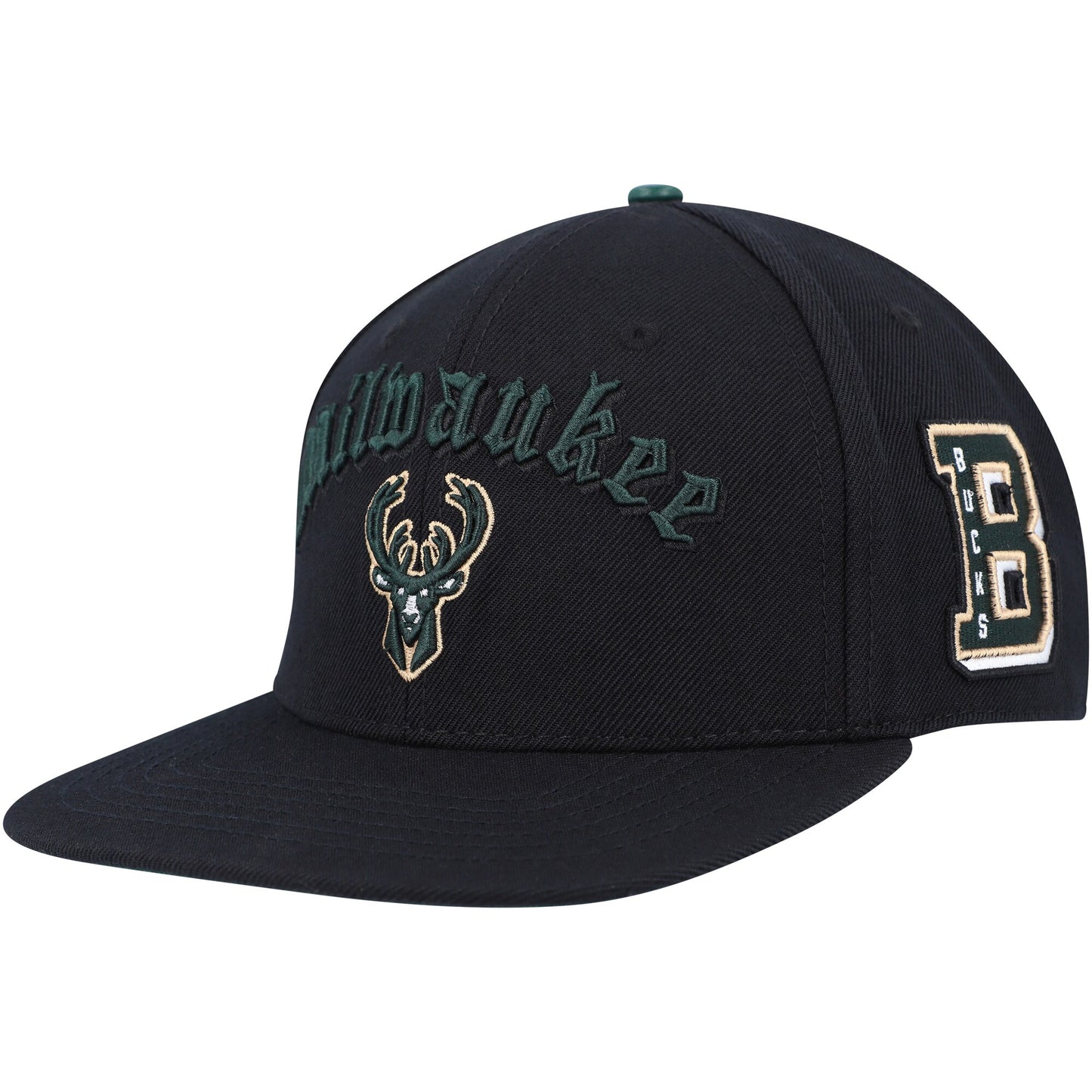Milwaukee Bucks Pro Standard Old English Snapback Hat - Black
