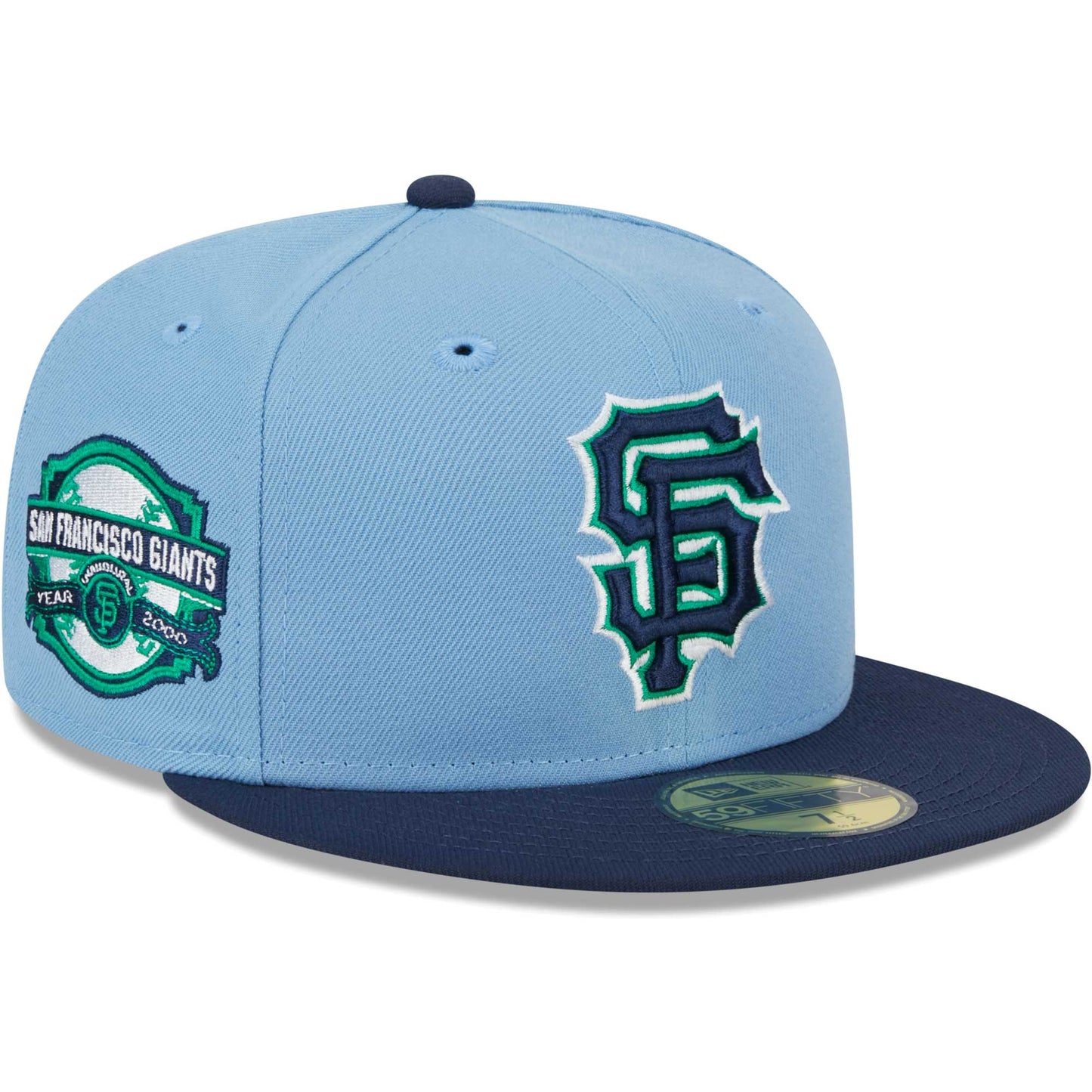 San Francisco Giants New Era Green Undervisor 59FIFTY Fitted Hat - Light Blue/Navy