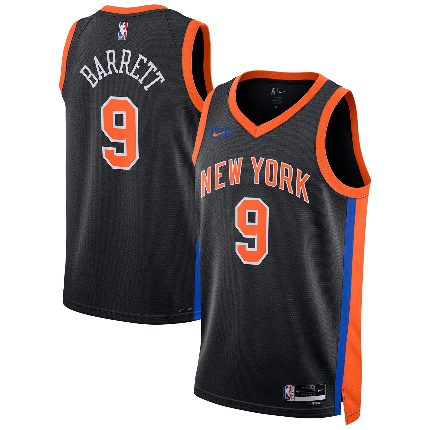 RJ Barrett New York Knicks Nike Unisex 2022/23 Swingman Jersey - City Edition - Black