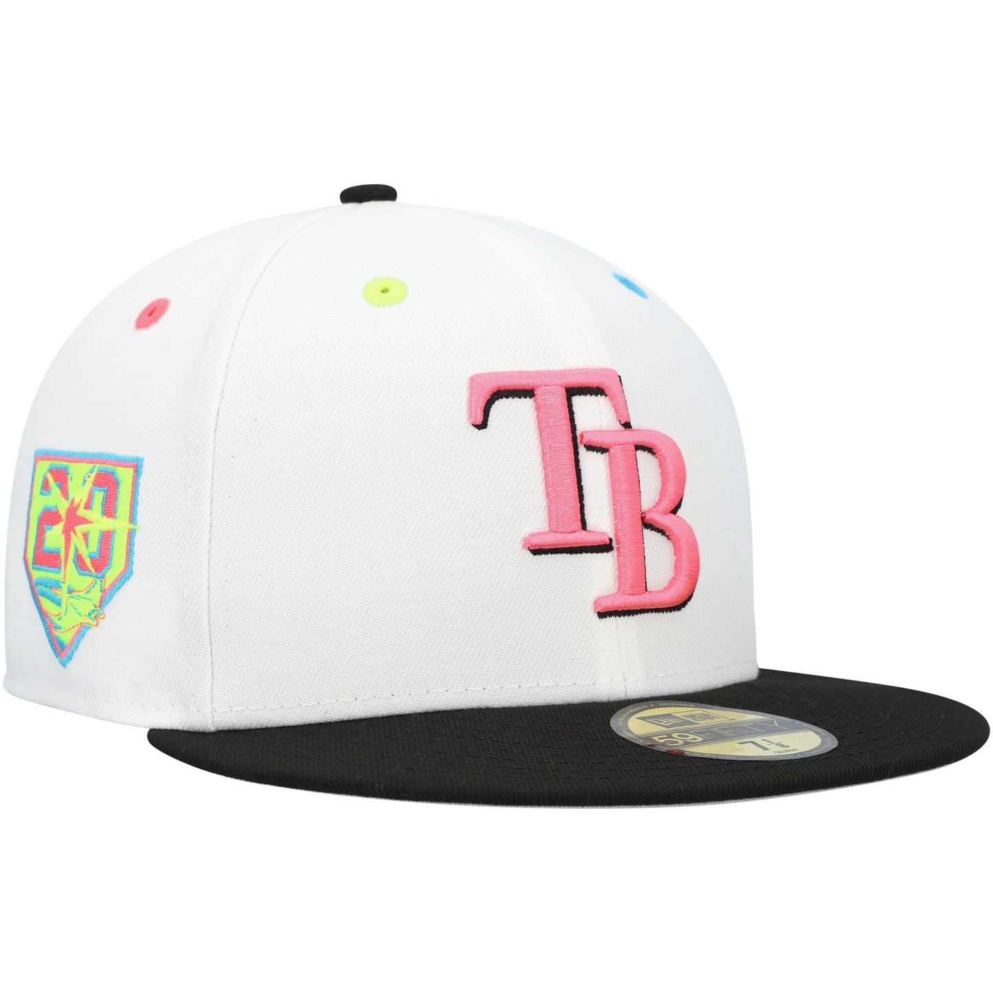 Tampa Bay Rays New Era Neon Eye 59FIFTY Fitted Hat - White