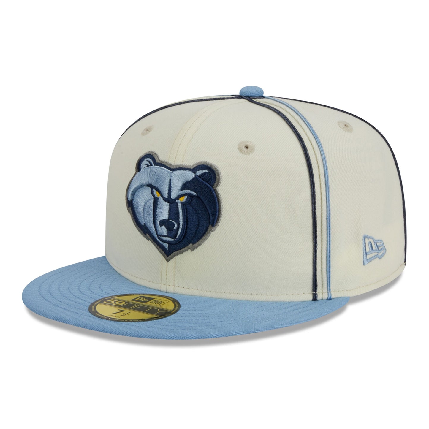 Memphis Grizzlies New Era Piping 2-Tone 59FIFTY Fitted Hat - Cream/Light Blue