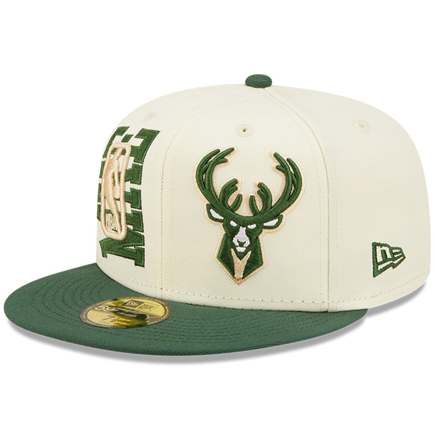 Milwaukee Bucks New Era 2022 NBA Draft 59FIFTY Fitted Hat - Cream/Hunter Green