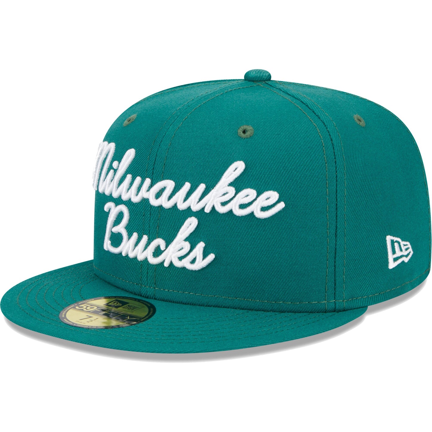Milwaukee Bucks New Era Script 59FIFTY Fitted Hat - Augusta Green