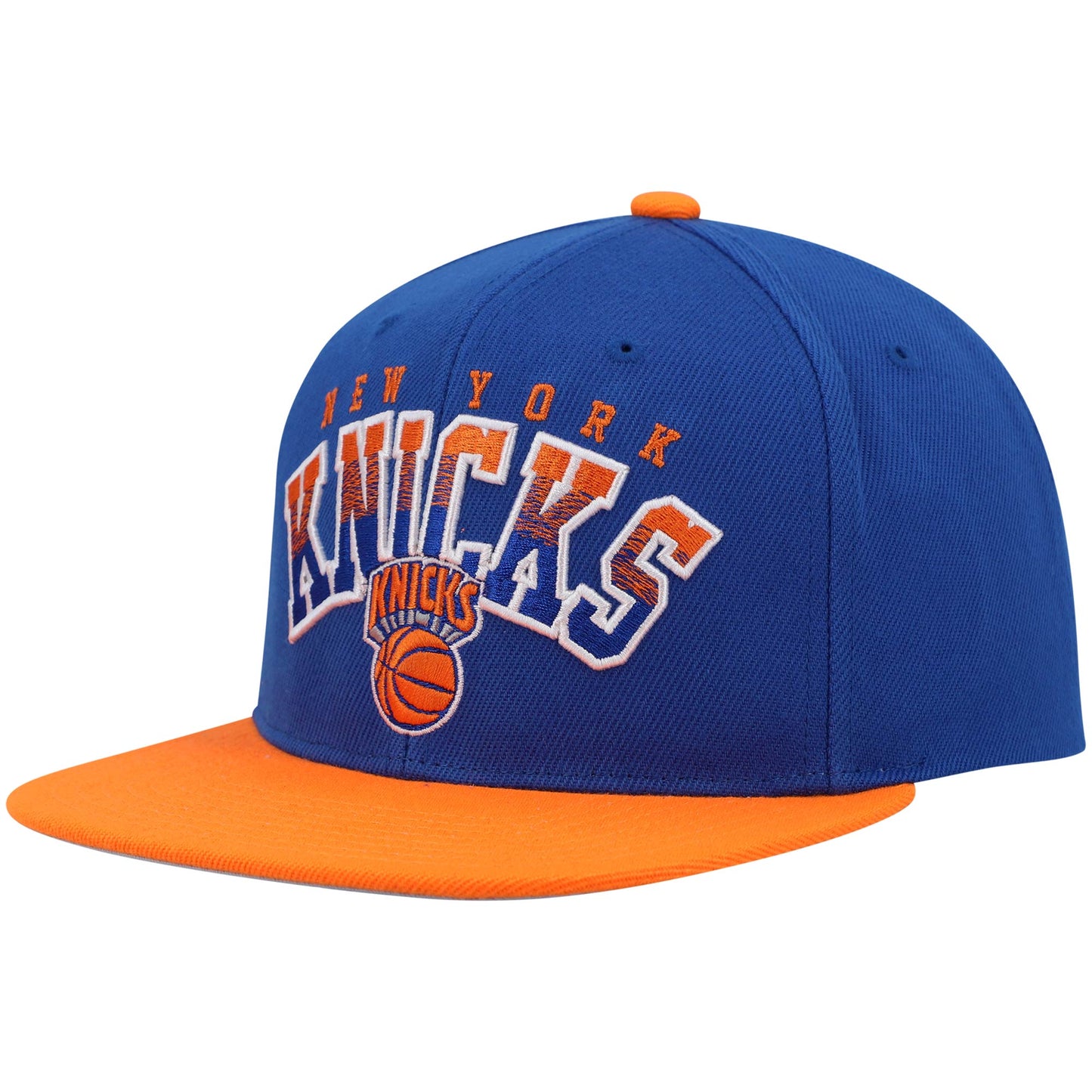 New York Knicks Mitchell & Ness Gradient Wordmark Snapback Hat - Blue/Orange