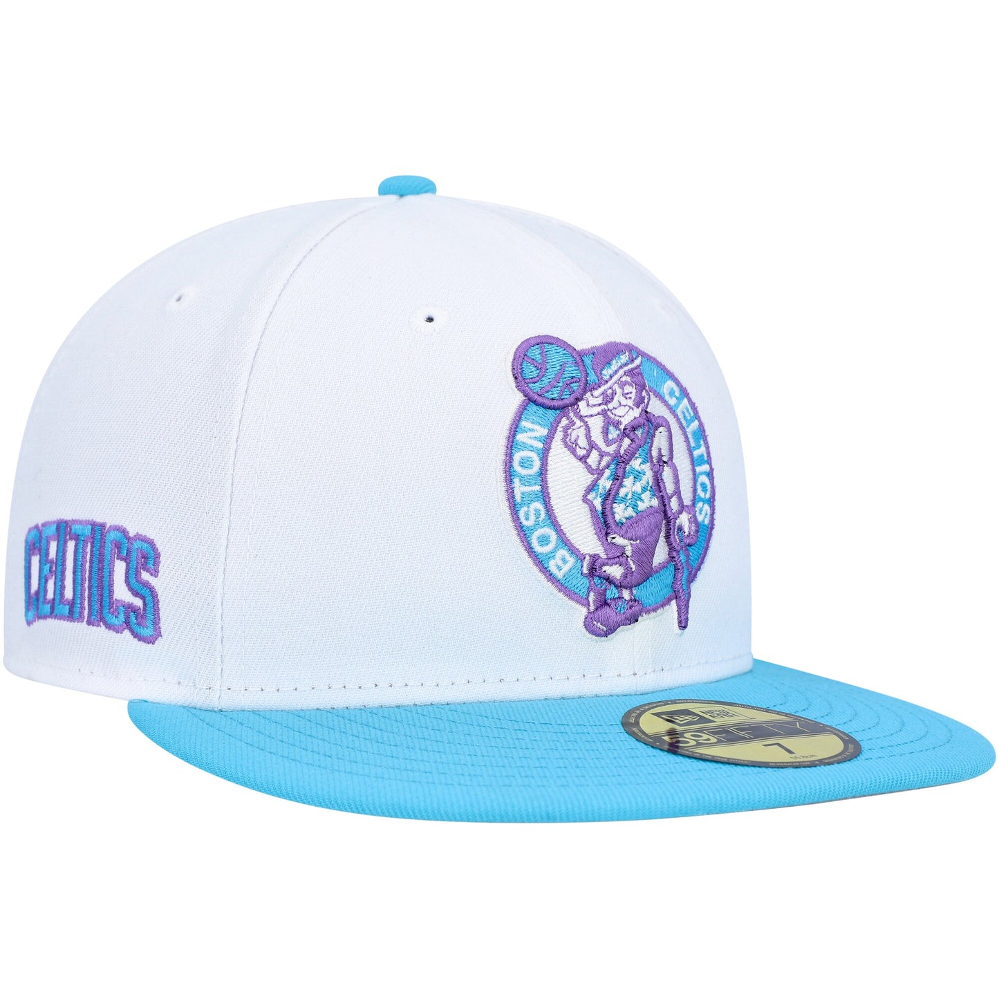 Boston Celtics New Era Vice Blue Side Patch 59FIFTY Fitted Hat - White